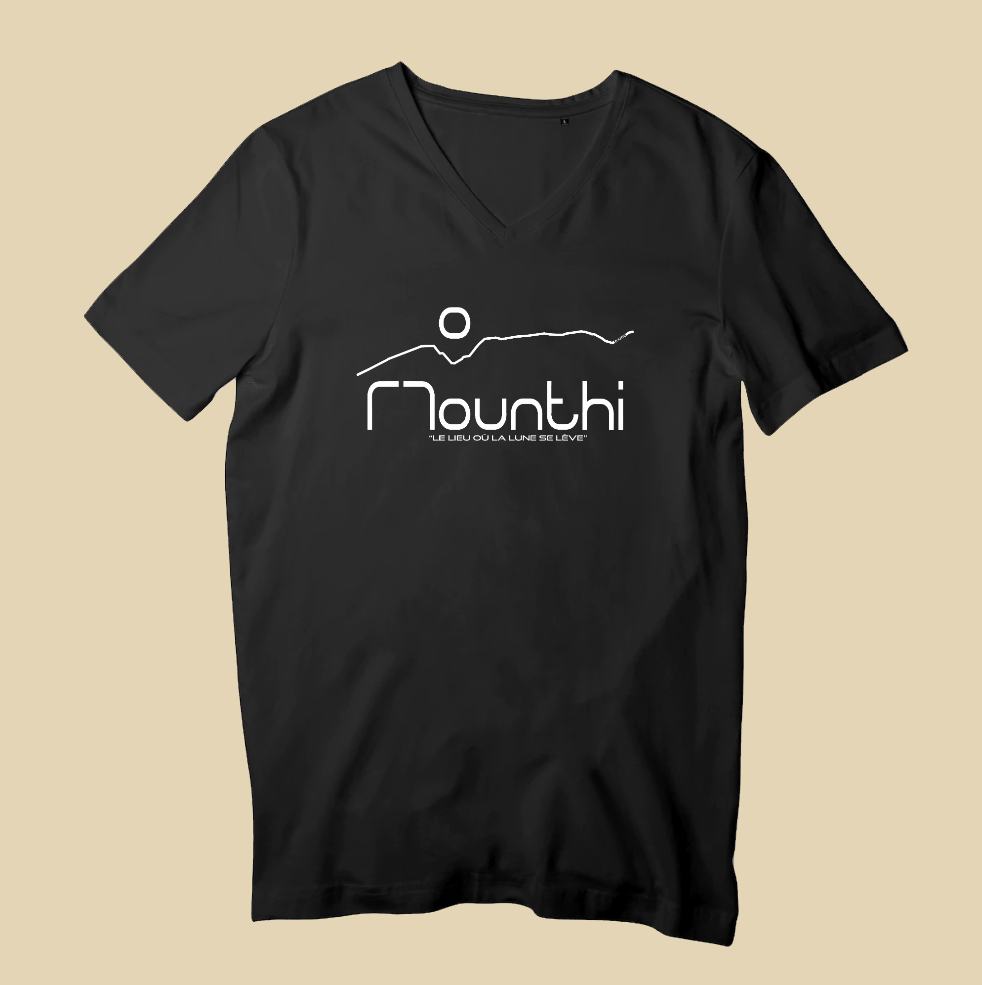 T-Shirt Col V - MOUNTHI White Stamps