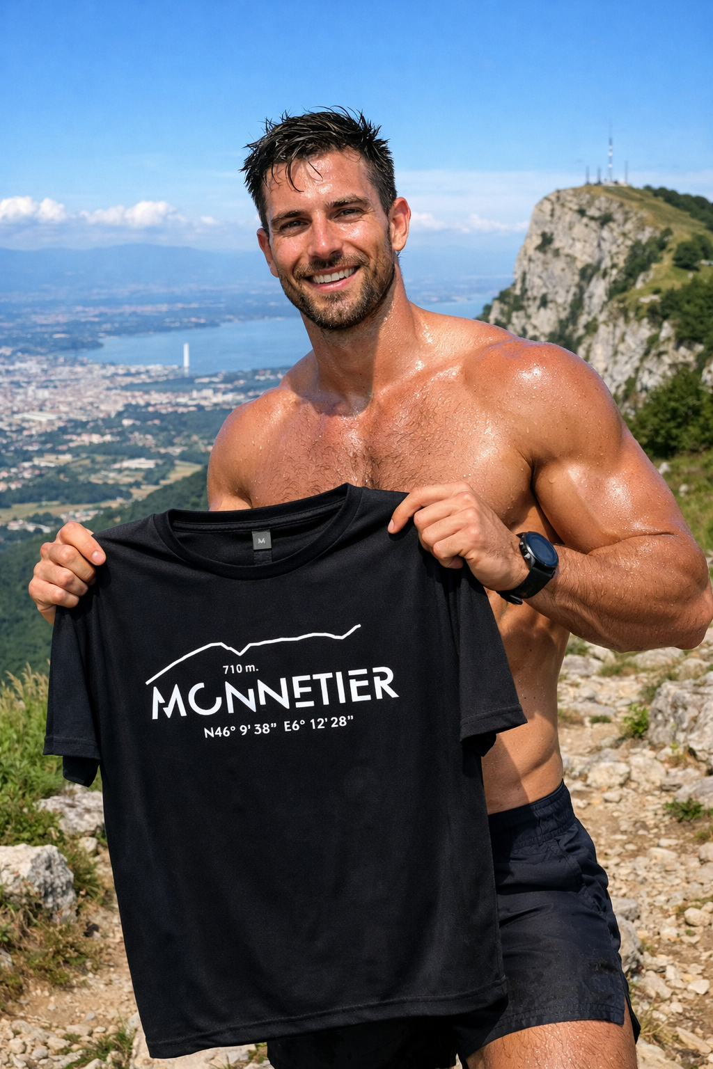 Monnetier Point GPS T-shirt Homme Col rond 100% Coton BIO
